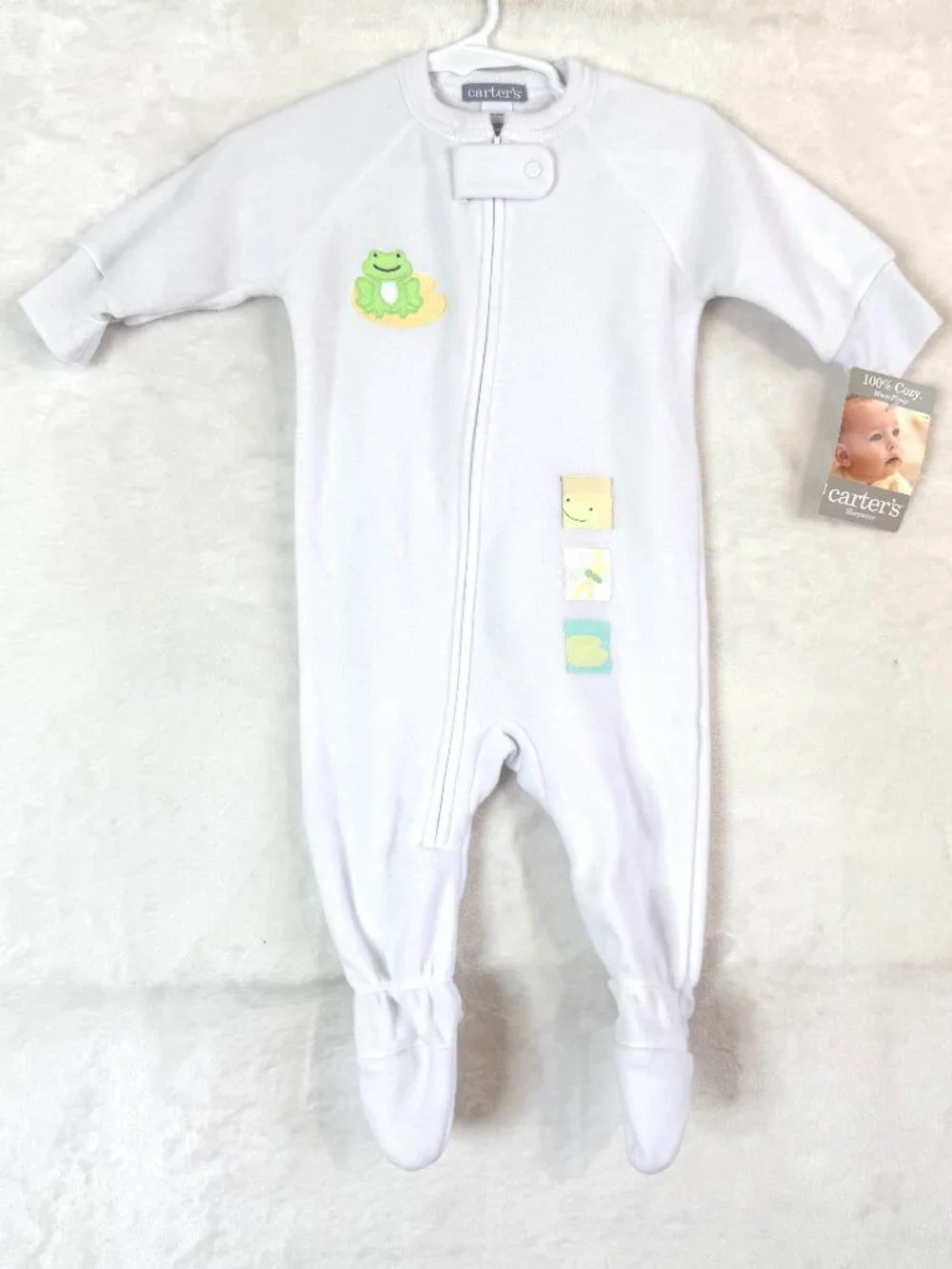 NEW Carters Micro Fleece Frogs Front Zip One Piece Blanket Sleeper 6 Months